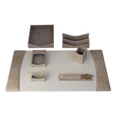 Protacini Breeze Beige Italian Crocodile Leather 7pc Desk Set